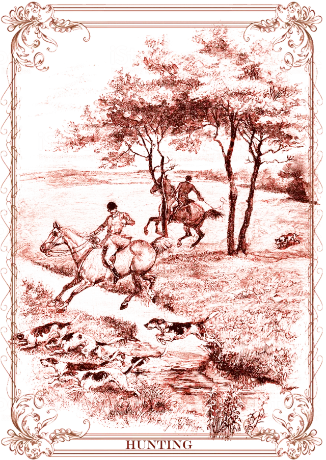 Avery Lane Vintage English Fox Hunting viskestykke motiv