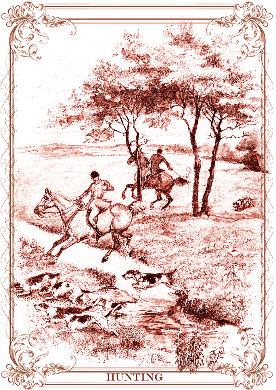 Avery Lane Vintage English Fox Hunting viskestykke motiv