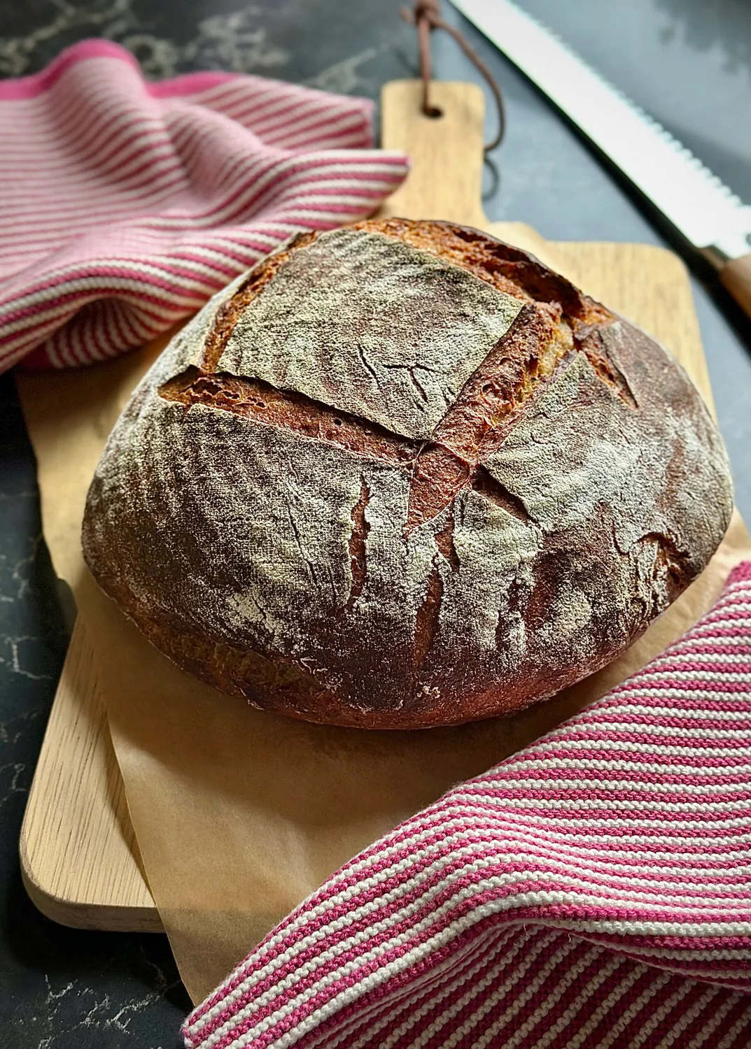 Solwang klude lys bordeaux stribe 2 stk økologisk