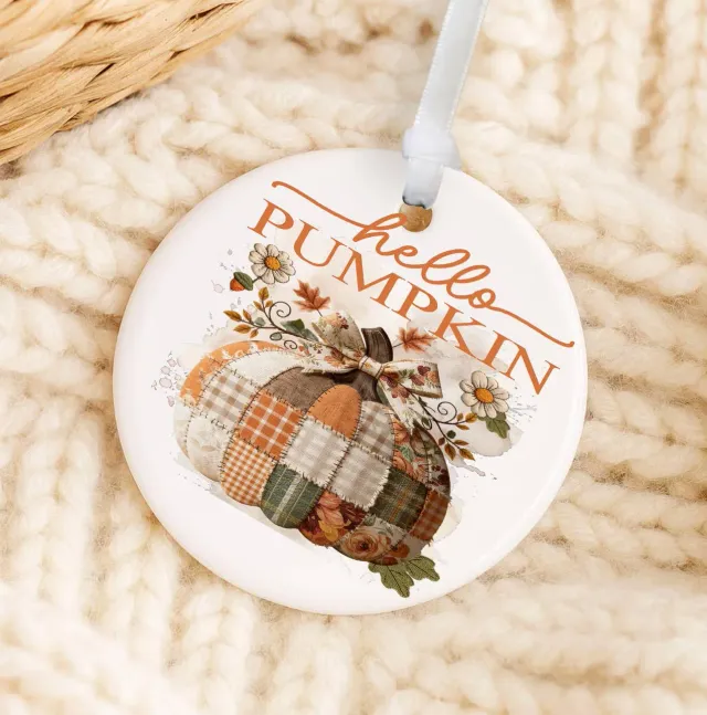 Avery Lane Gifts Fall Hello Pumpkin julepynt 7,6 cm porcelæn
