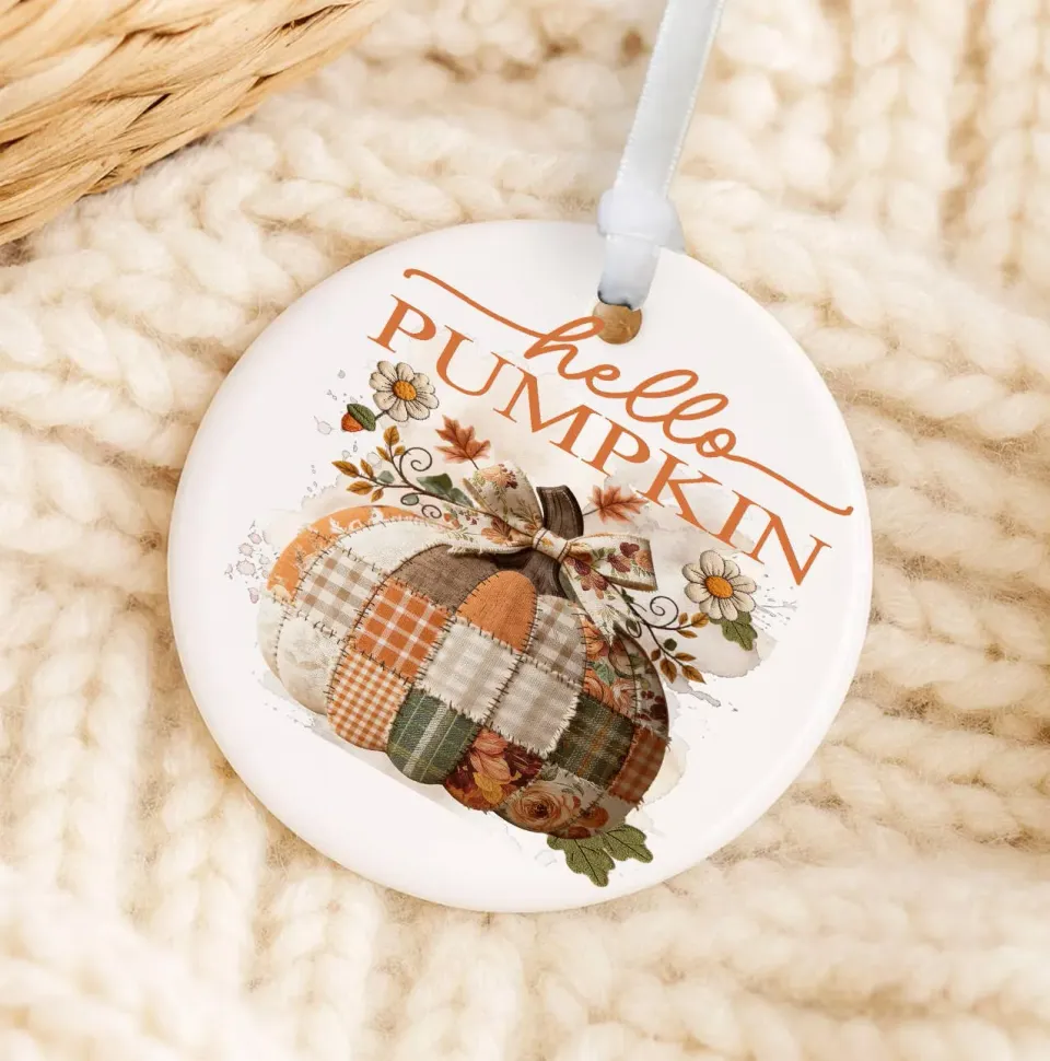 Avery Lane Gifts Fall Hello Pumpkin julepynt 7,6 cm porcelæn