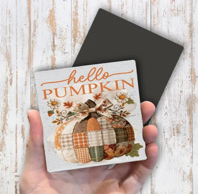 Avery Lane Gifts Fall Hello Pumpkin køleskabsmagnet 10x10 cm