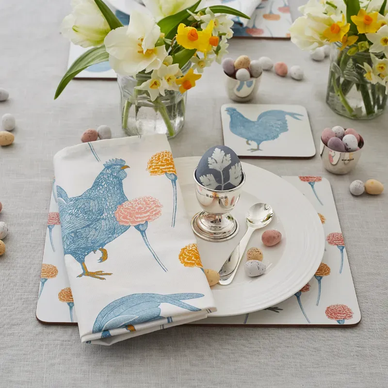 Thornback & Peel Chicken & Carnation Single serviet pastel