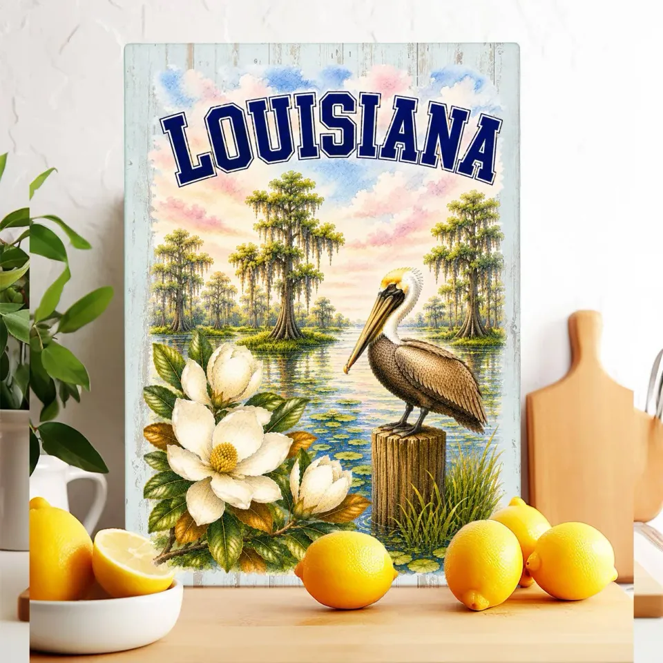 Avery Lane Gifts Louisiana State Bird skærebræt glas 28x38 cm
