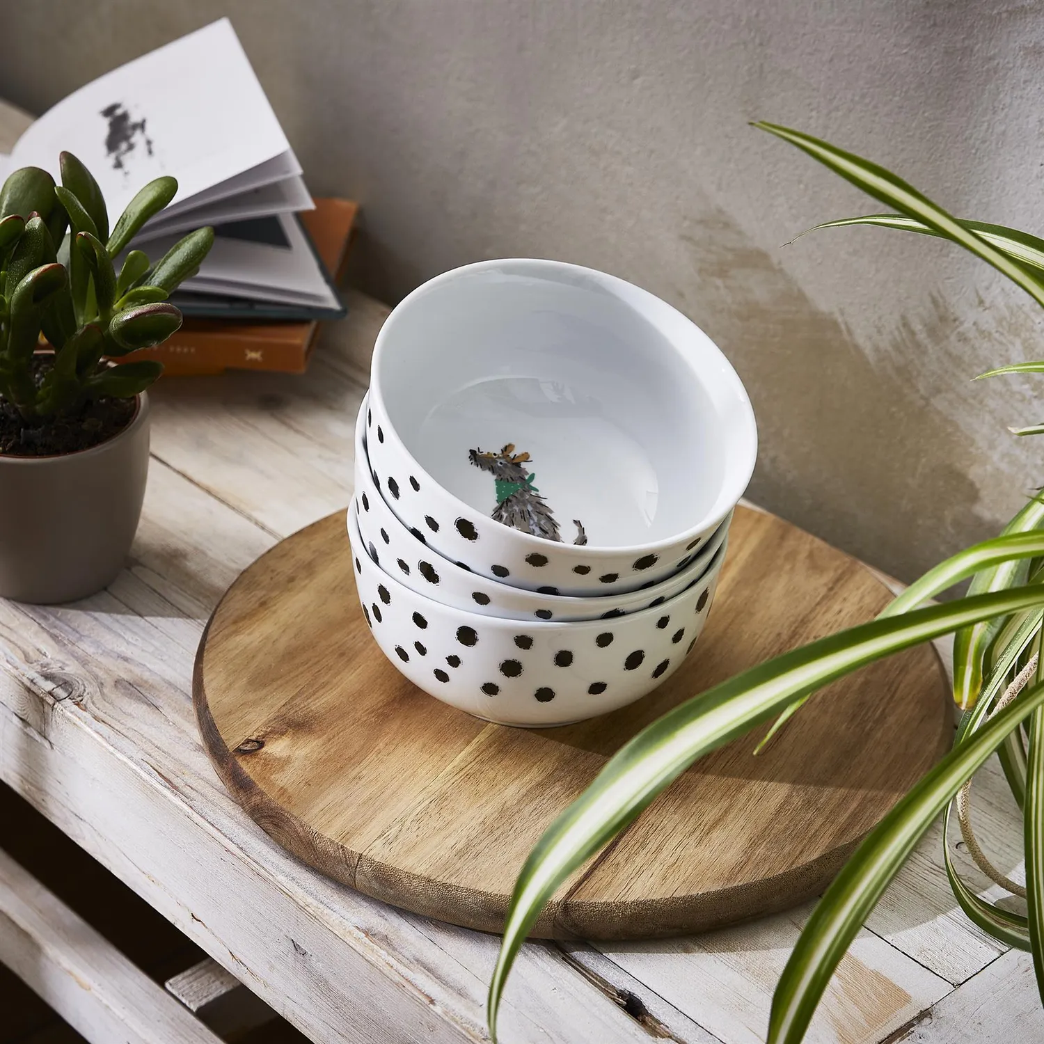 Ulster Weavers Dog Days skål hvid porcelæn