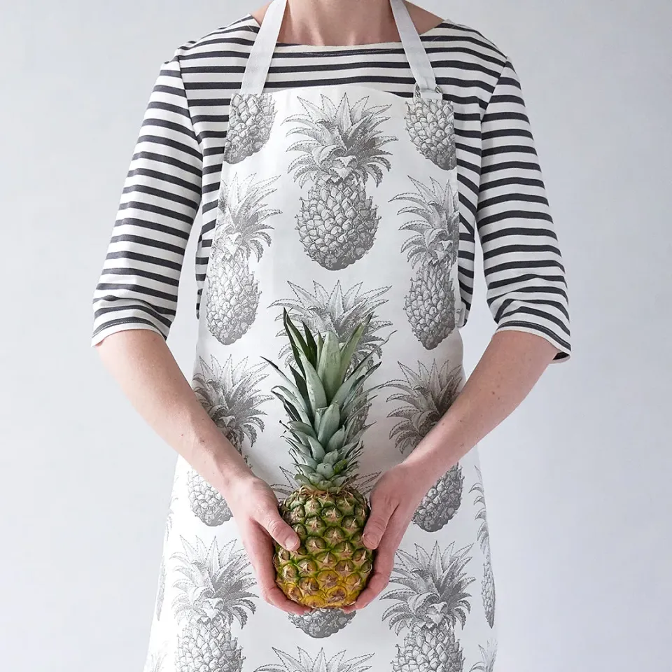 Thornback & Peel Pineapple forklæde grå bomuld 80cm