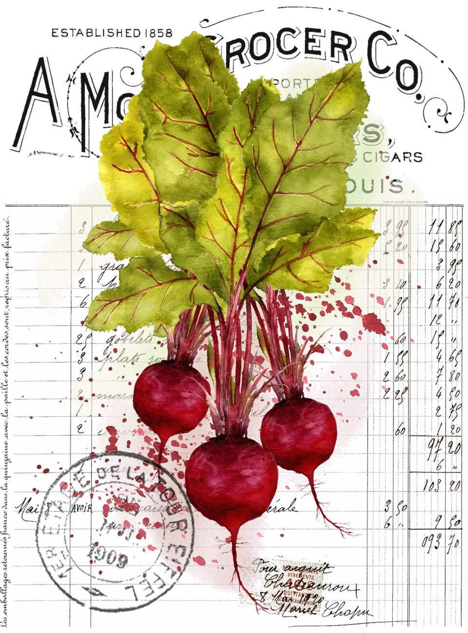 Avery Lane Gifts Vintage Farmhouse Beets viskestykke grøntsager