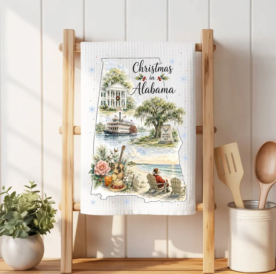 Avery Lane Gifts Christmas Alabama viskestykke 41x36 cm vaffel