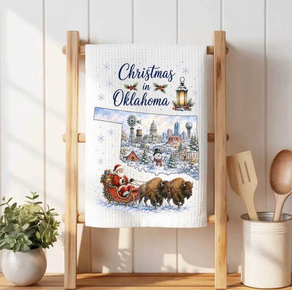 Avery Lane Gifts Christmas in Oklahoma viskestykke mikrofiber kort