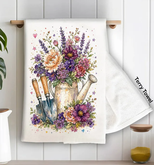 Avery Lane Gifts Watercolor Flower frottehåndklæde 71x46 bomuld
