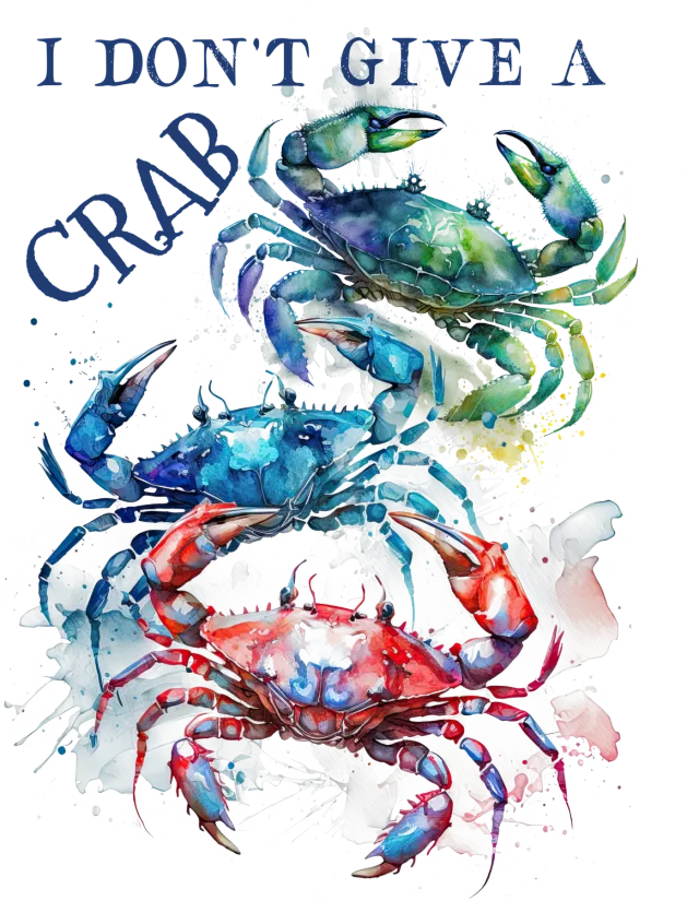 Avery Lane Gifts Coastal Beach I Don't Give a Crab T-shirt sjov