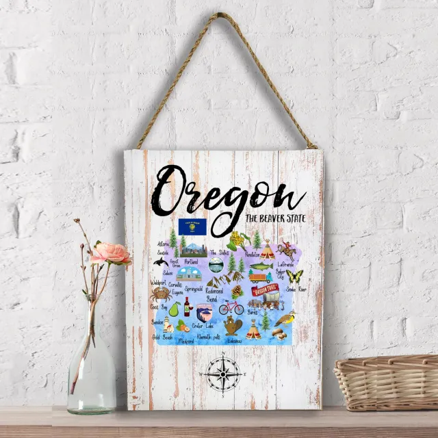 Avery Lane Gifts Oregon State Map vægbillede canvas 30x40 bomuld