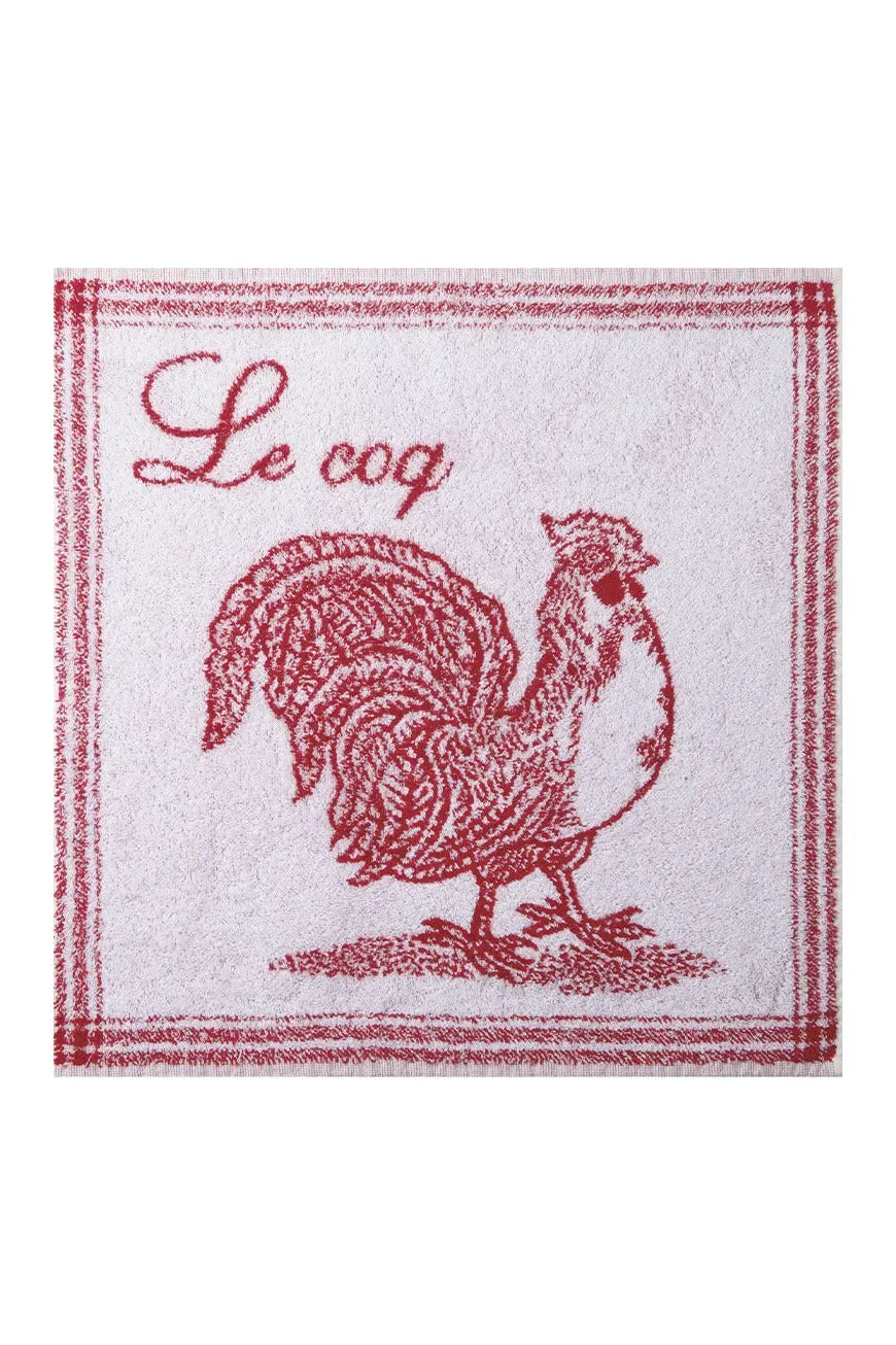 Coucke Le Coq køkkenhåndklæde rød 50x50 cm bomuld