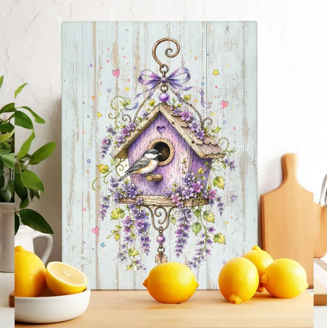 Avery Lane Gifts Birdhouse skærebræt glas lavendel