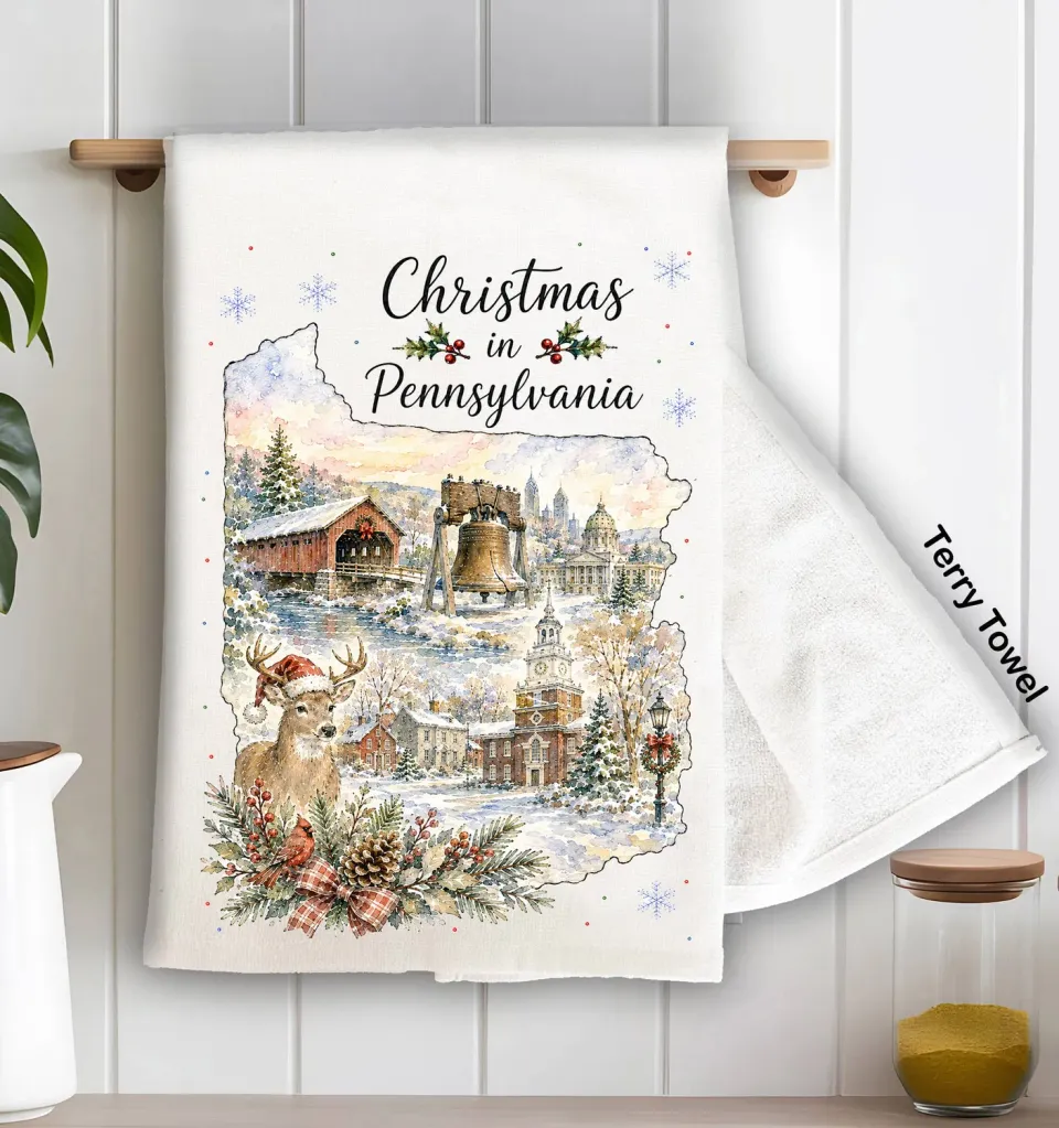 Avery Lane Gifts Christmas Pennsylvania viskestykke frotté 71x46 cm