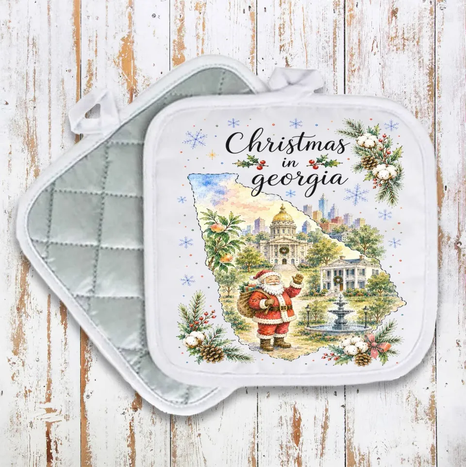 Avery Lane Gifts Christmas in Georgia State Map grydelap bomuld