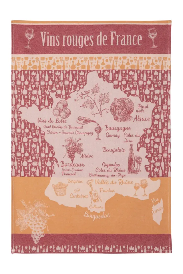 Coucke French Red Wines viskestykke 50x75 cm rød bomuld