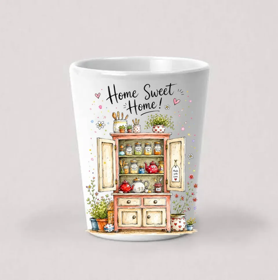 Avery Lane Gifts Home Sweet Home shotglas hvid keramik