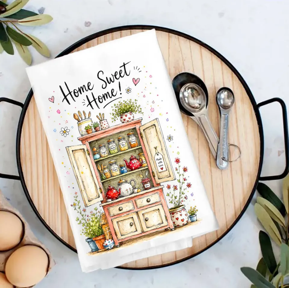 Avery Lane Gifts Country Cabinet Home Sweet Home viskestykke bomuld