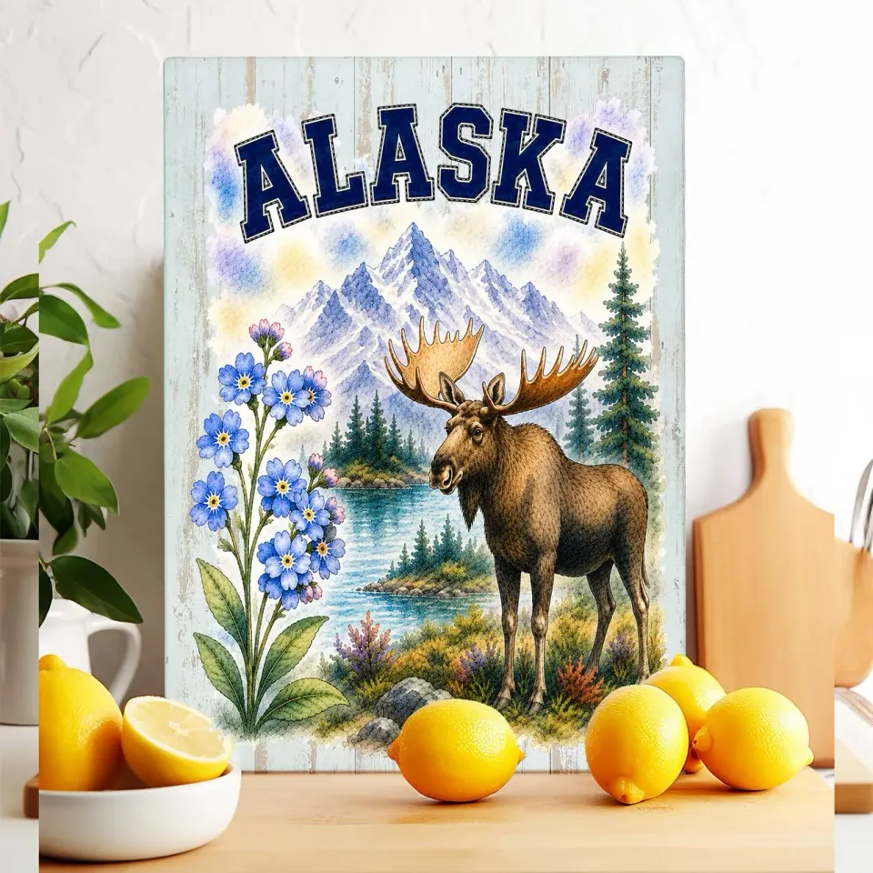 Avery Lane Gifts Alaska skærebræt glas 28x38 cm dyr