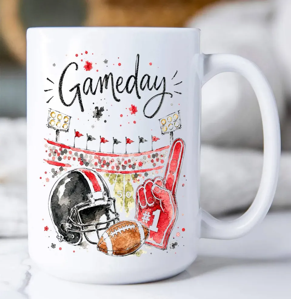 Avery Lane Gifts Gameday Football Black & Red krus 443 ml