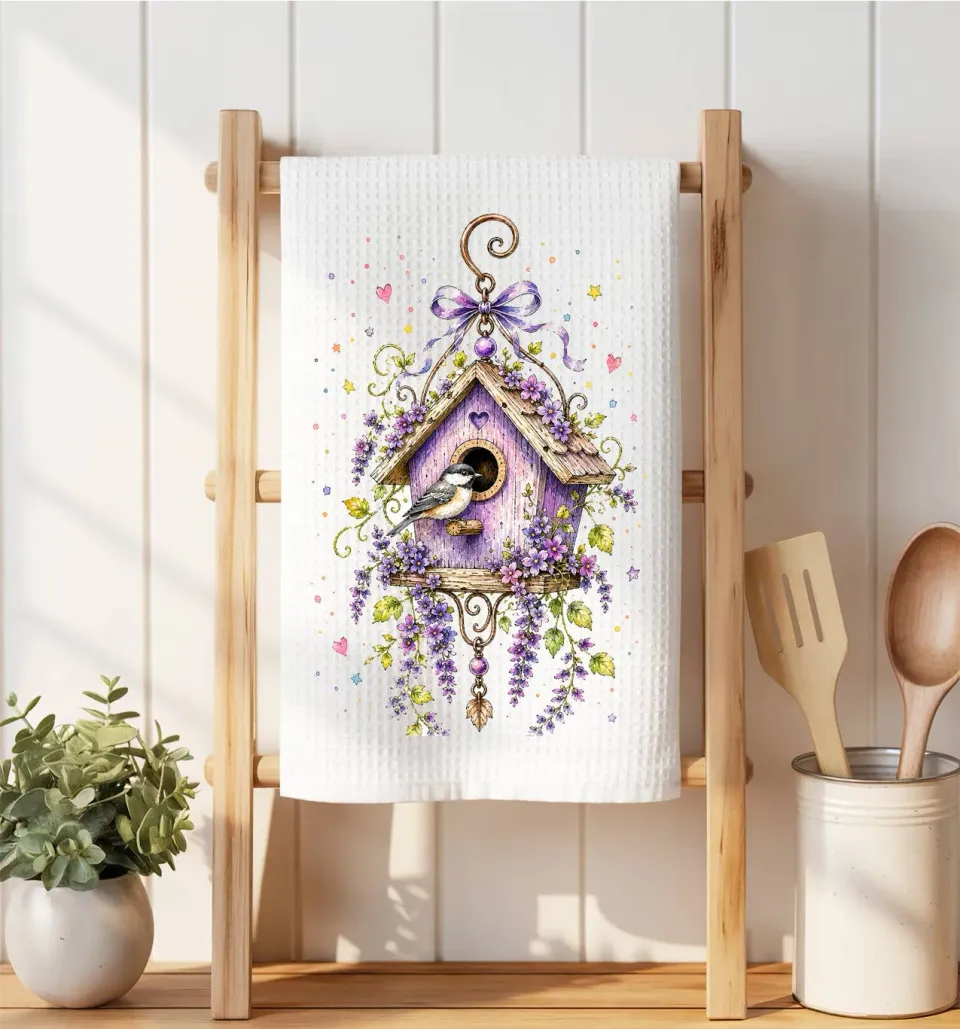 Avery Lane Gifts Birdhouse karklud vaffelvæv lavendel