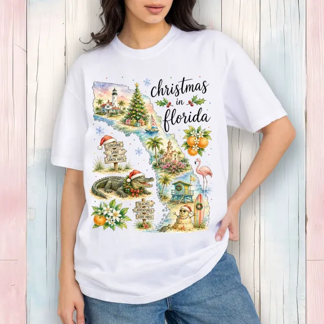 Avery Lane Gifts Christmas Florida t-shirt hvid bomuld str. S-3XL