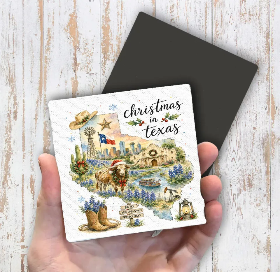 Avery Lane Gifts Christmas in Texas magnet 10x10 cm lærred