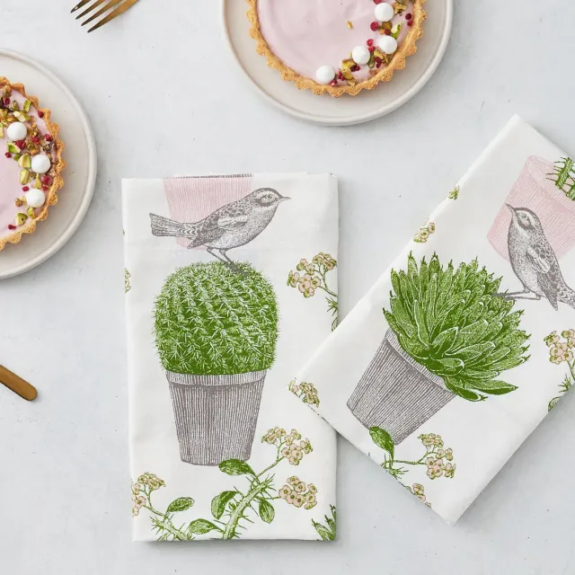 Thornback & Peel Cactus & Bird stofserviet bomuld 45x45