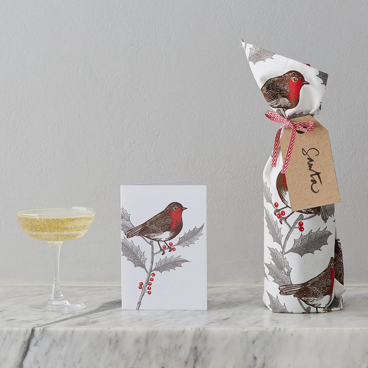 Thornback & Peel Robin & Holly julekort blankt