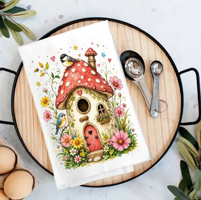 Avery Lane Gifts Mushroom Birdhouse viskestykke bomuld