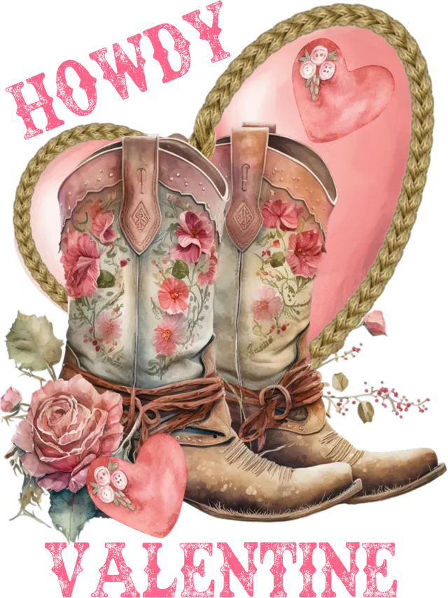 Avery Lane Gifts Howdy Valentine Cowboy Boots viskestykke
