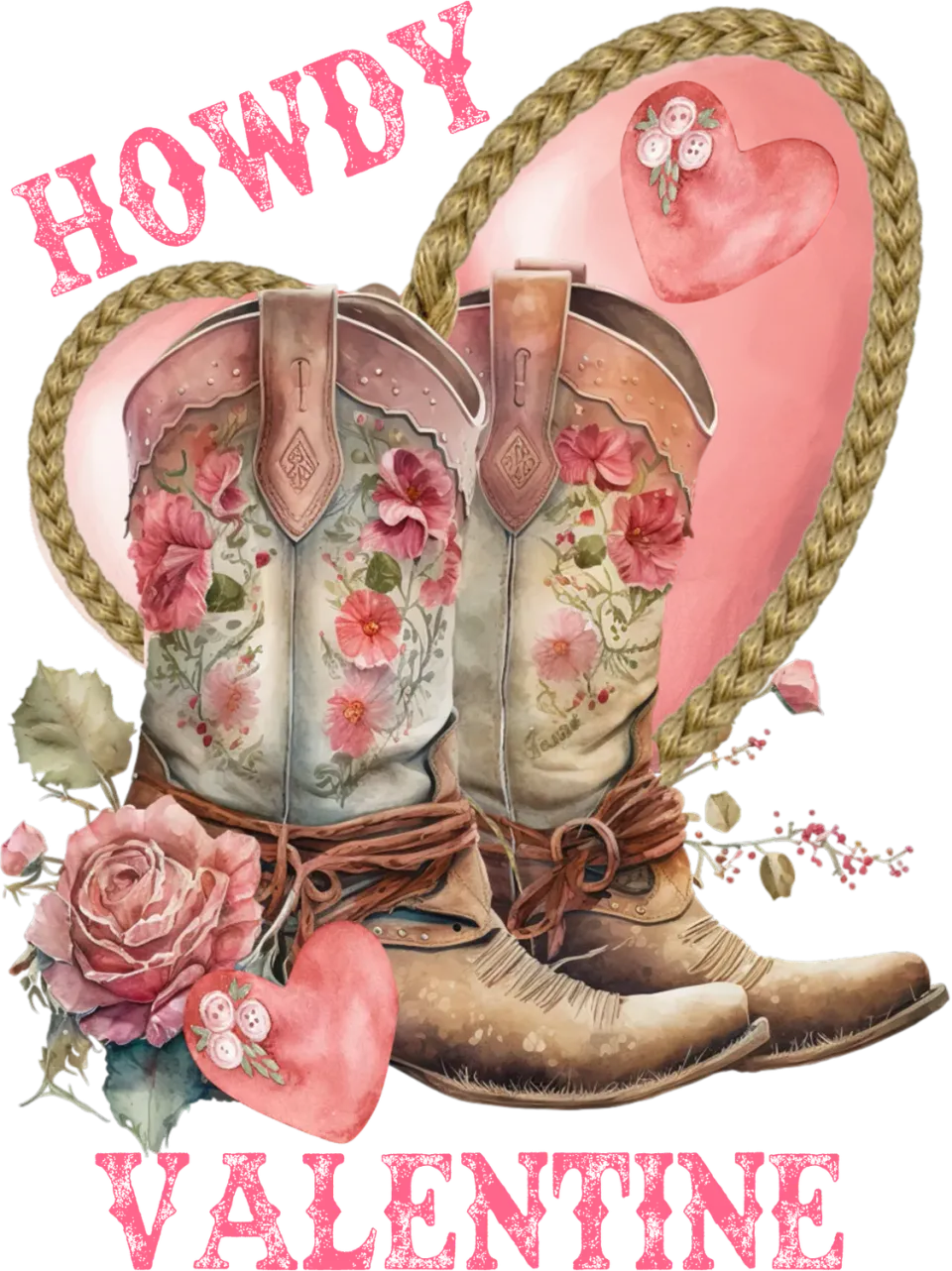 Avery Lane Gifts Howdy Valentine Cowboy Boots viskestykke