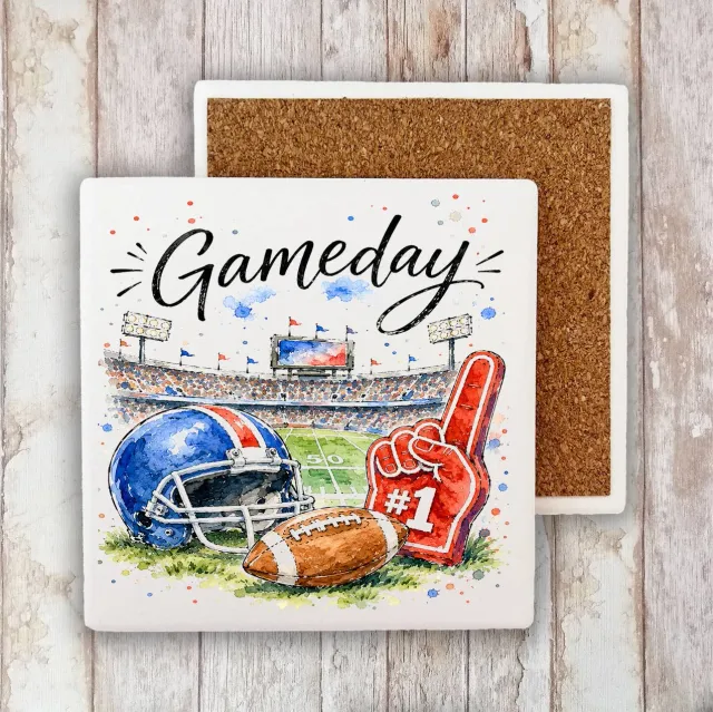 Avery Lane Gifts Gameday Football Royal Blue & Red bordskåner sten
