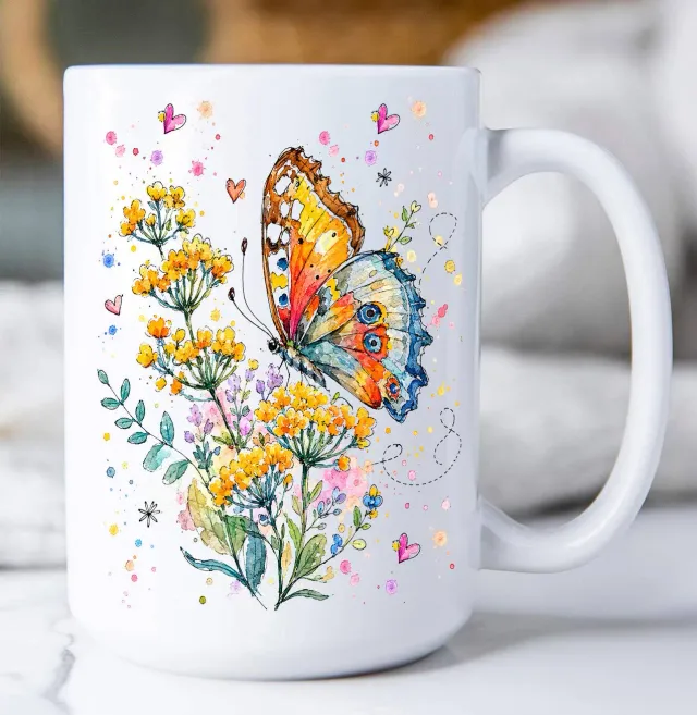 Avery Lane Gifts Butterflies krus keramik 443 ml sommerfugle