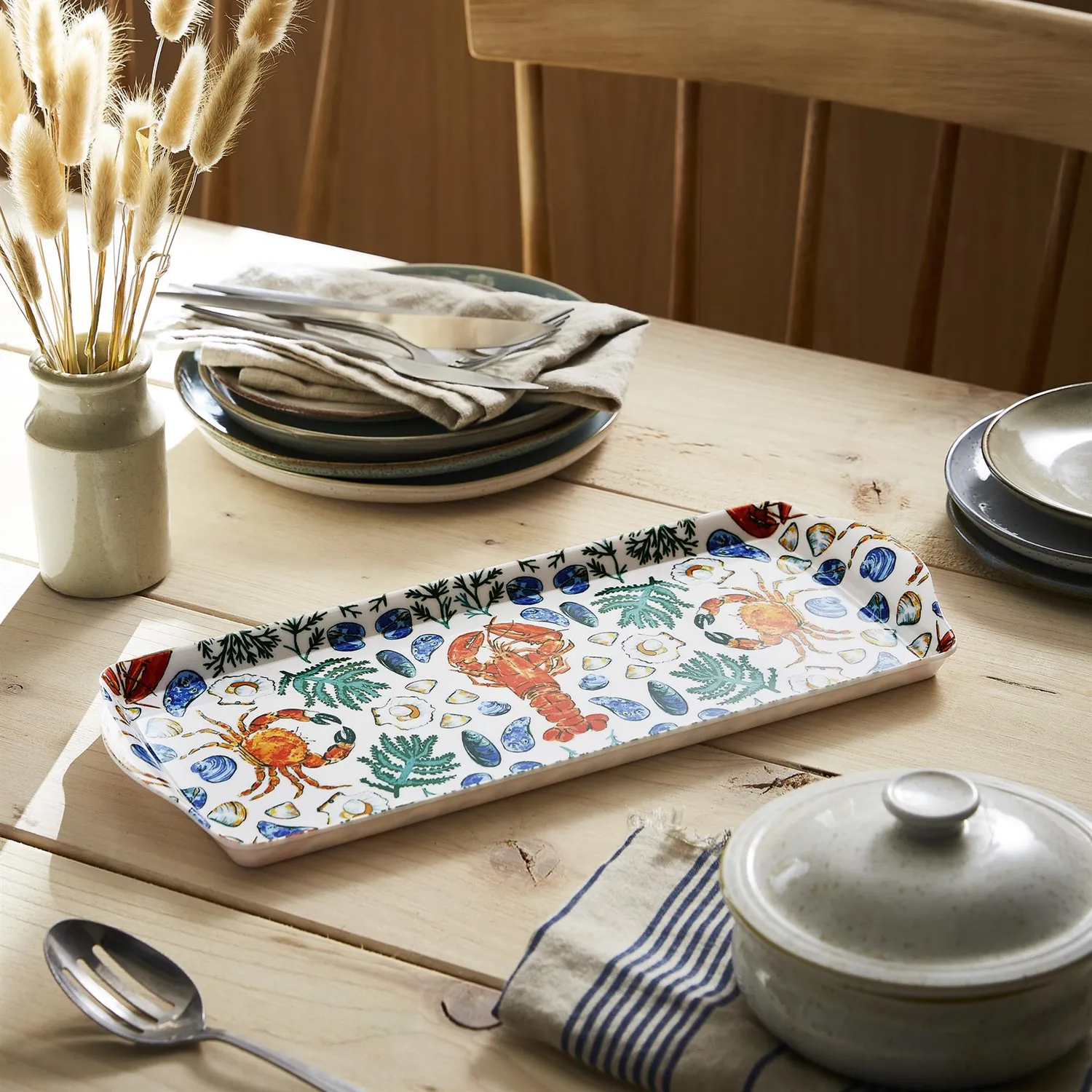 Ulster Weavers Shellfish serveringsbakke grøn 39x17 cm
