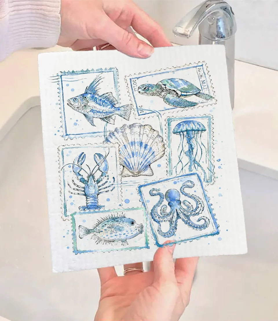 Avery Lane Gifts Coastal Blue Ocean Stamps karklud 17x20 cm