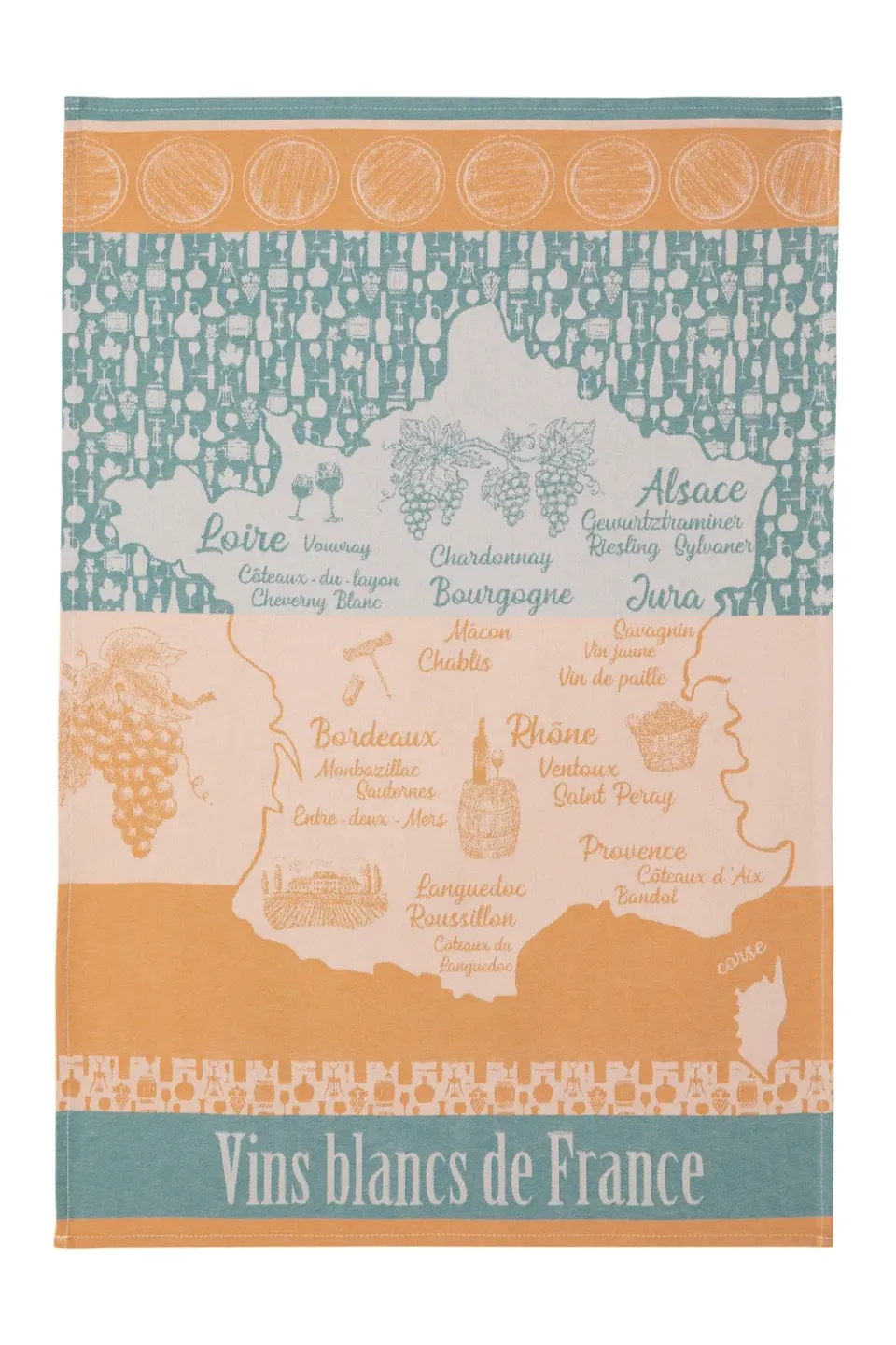 Coucke French White Wines viskestykke 50x75 cm gul
