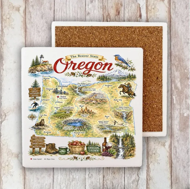 Avery Lane Oregon State Map Landmark bordskåner 10 cm sugende
