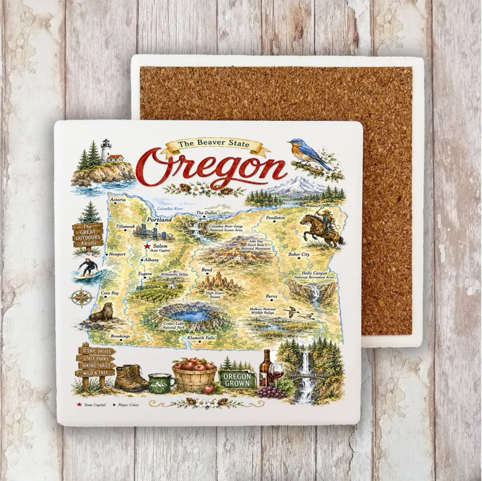 Avery Lane Oregon State Map Landmark bordskåner 10 cm sugende