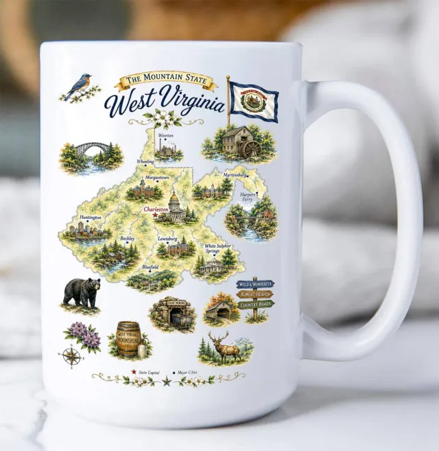 Avery Lane Gifts West Virginia krus keramik 443 ml