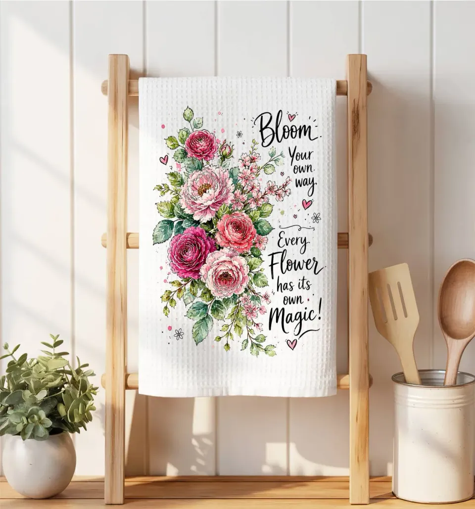 Avery Lane Gifts Watercolor Roses vaffelhåndklæde 41x36 cm