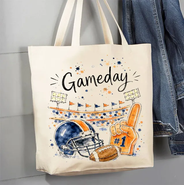 Avery Lane Gifts Gameday Football mulepose canvas blå orange
