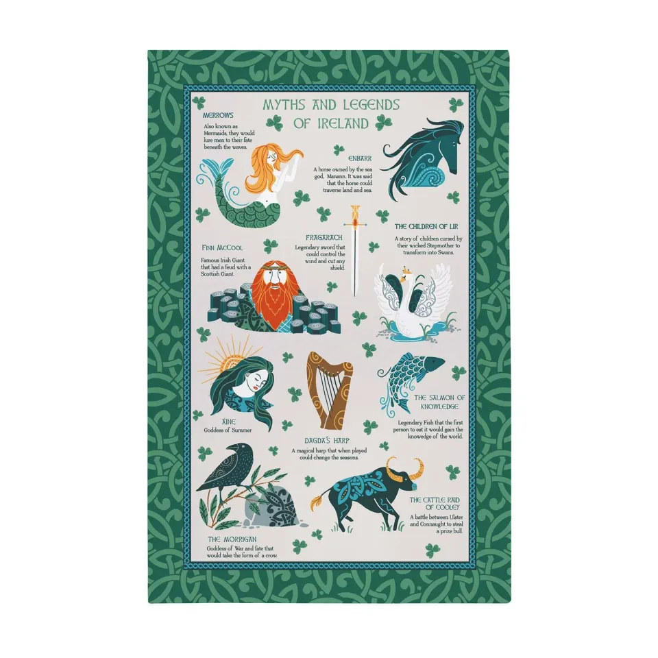 Ulster Weavers Myths & Legends viskestykke grøn bomuld 74x48cm