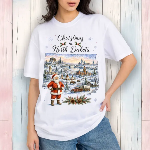 Avery Lane North Dakota State Map t-shirt hvid bomuld