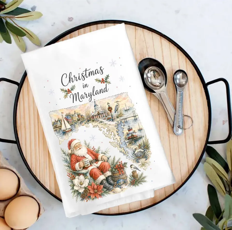 Avery Lane Gifts Maryland viskestykke julemotiv bomuld
