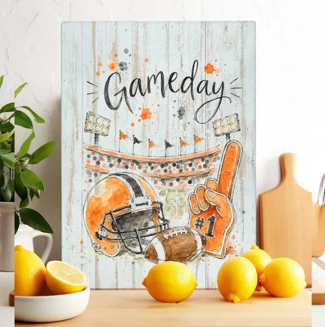 Avery Lane Gifts Gameday Football Orange Black skærebræt 20x28 cm