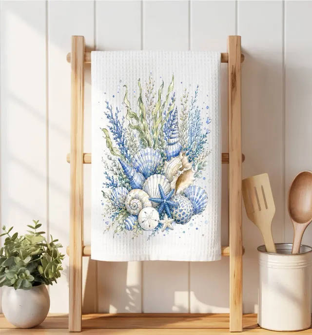 Avery Lane Gifts Coastal Blue Sea Shells Bouquet viskestykke