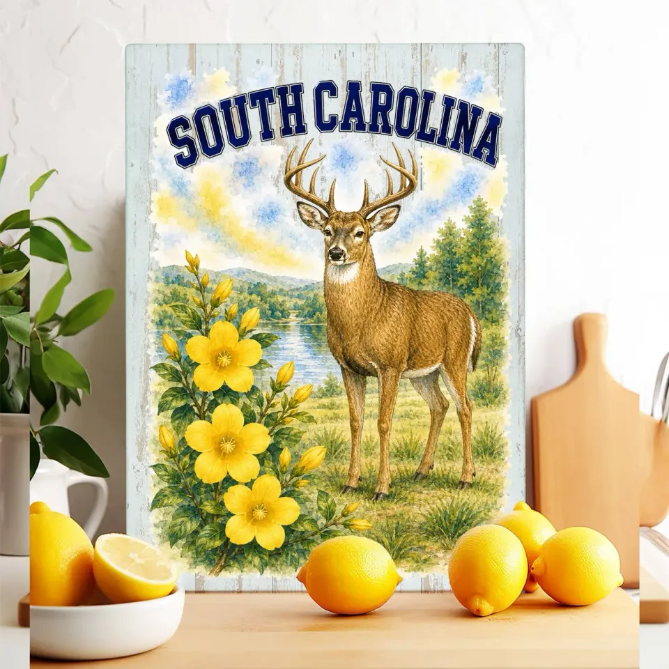 Avery Lane Gifts South Carolina State Bird skærebræt glas stor