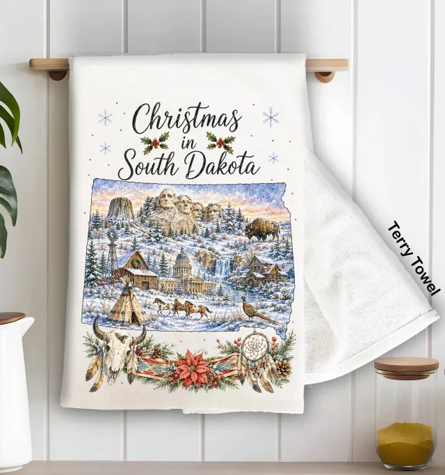 Avery Lane Gifts Christmas South Dakota viskestykke terry 71x46 cm